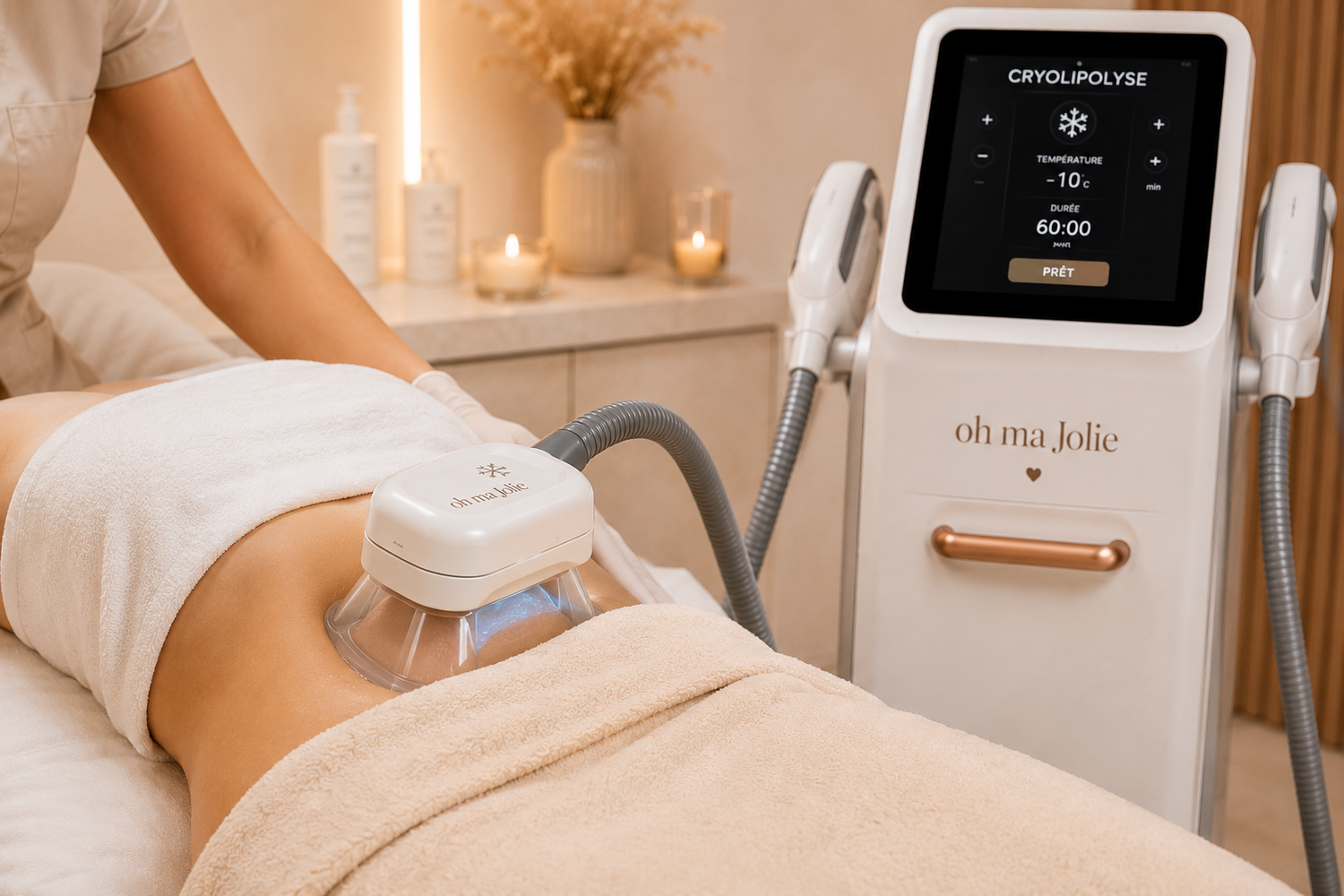 Zones traitées par la cryolipolyse : ventre, cuisses, hanches